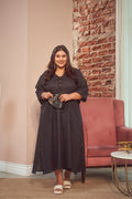 Black Cotton Lurex Silver Maxi Dress-0