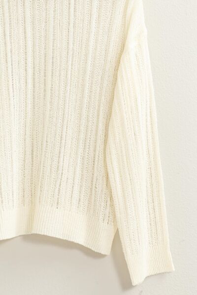 HYFVE Openwork Ribbed Trim Long Sleeve Knit Top-2