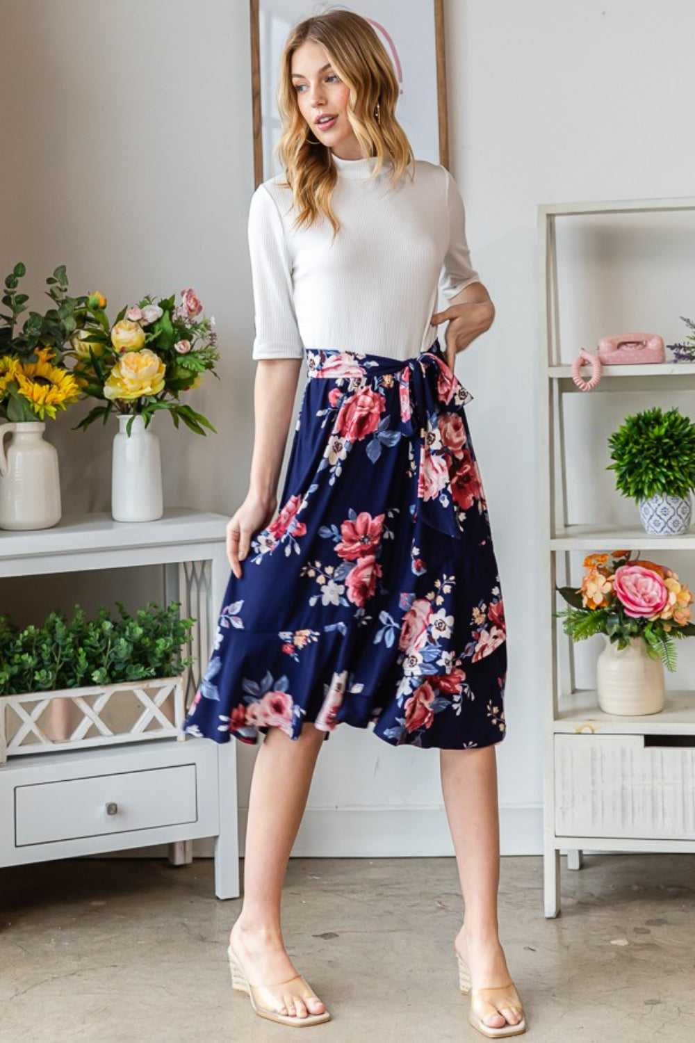 Reborn J Floral Wrap Ruffled Skirt-2