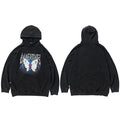 Men Hip Hop Hoodie Sweatshirt Lightning Butterfly Streetwear Hoodie Retro Vintage Washed Black Hooded Pullover Harajuku-5