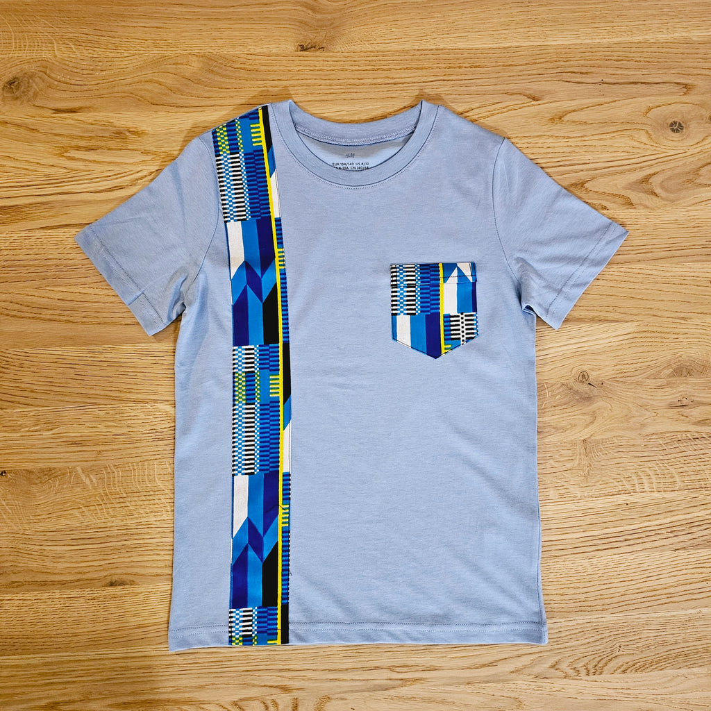 Kids T-shirt with African Ankara Print Detail | 100% cotton-0