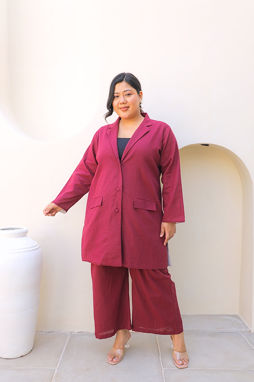 Chic Structured Wine Co-ord Set-1