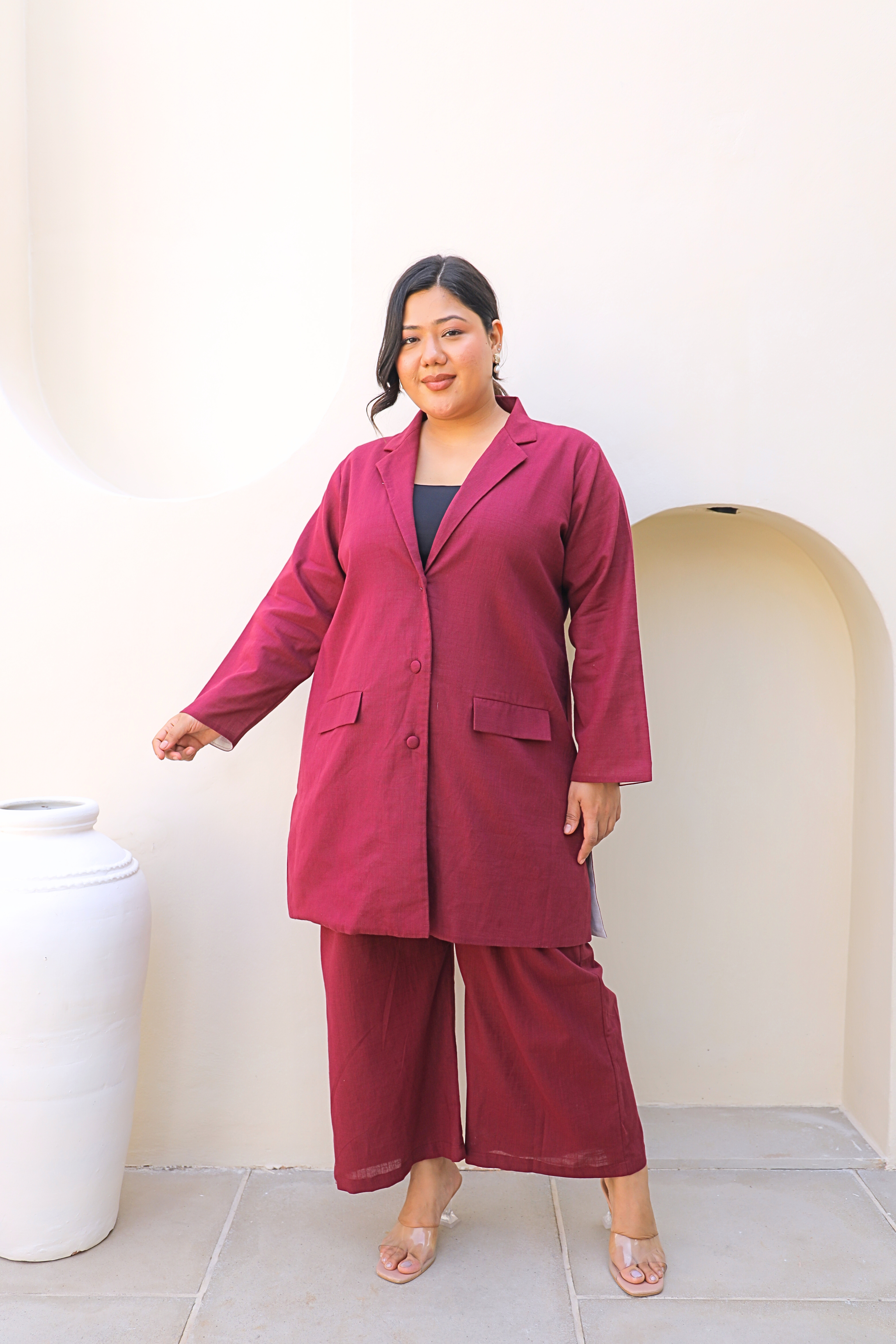 Chic Structured Wine Co-ord Set-1