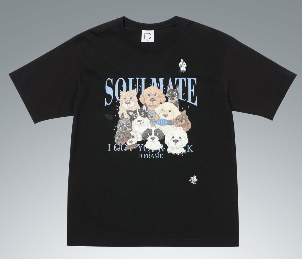 [DFRAME] Lovely Dog Printed Short Sleeve T-shirt "SOULMATE" Casual Women's Short Sleeve T-shirt-3