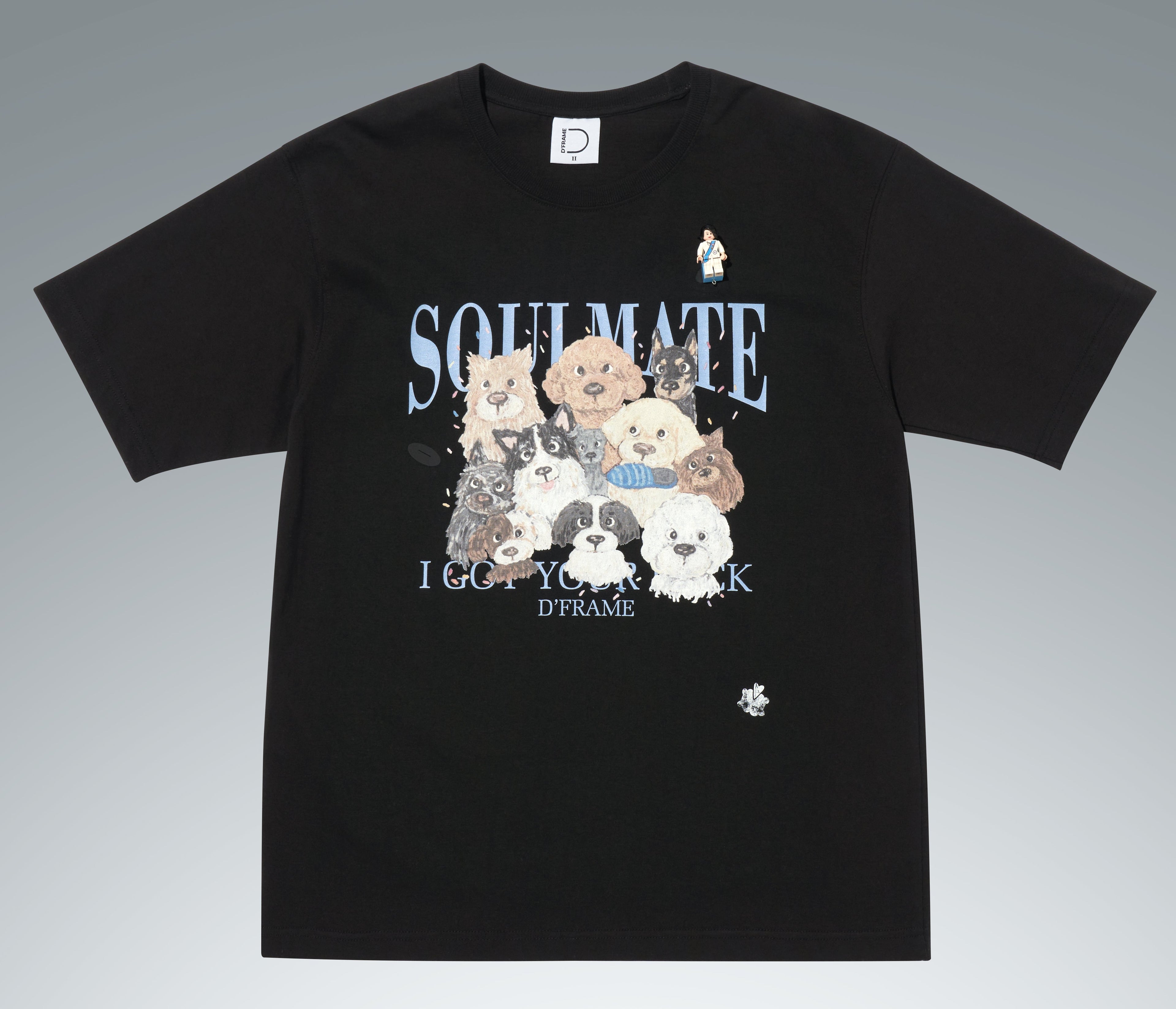 [DFRAME] Lovely Dog Printed Short Sleeve T-shirt "SOULMATE" Casual Women's Short Sleeve T-shirt-3