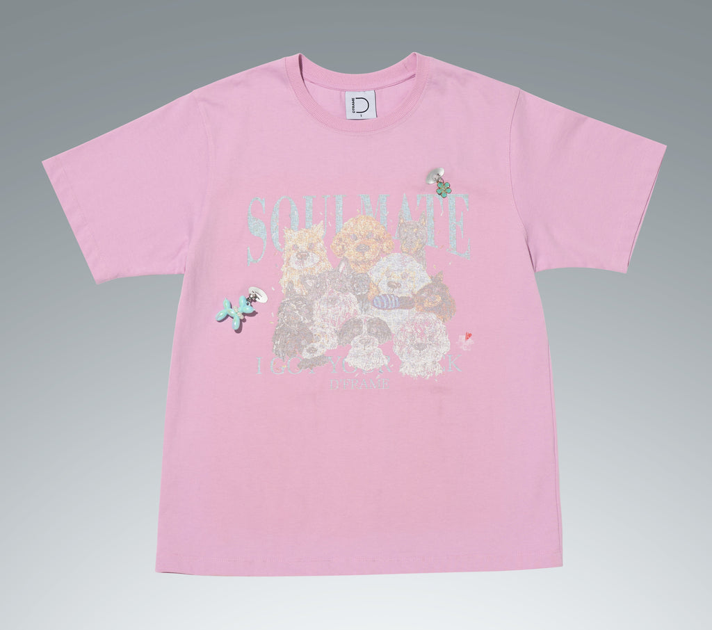 [DFRAME] Make Dog Printed Short Sleeve T-shirt "SOULMATE" Casual Women's Short Sleeve T-shirt-4