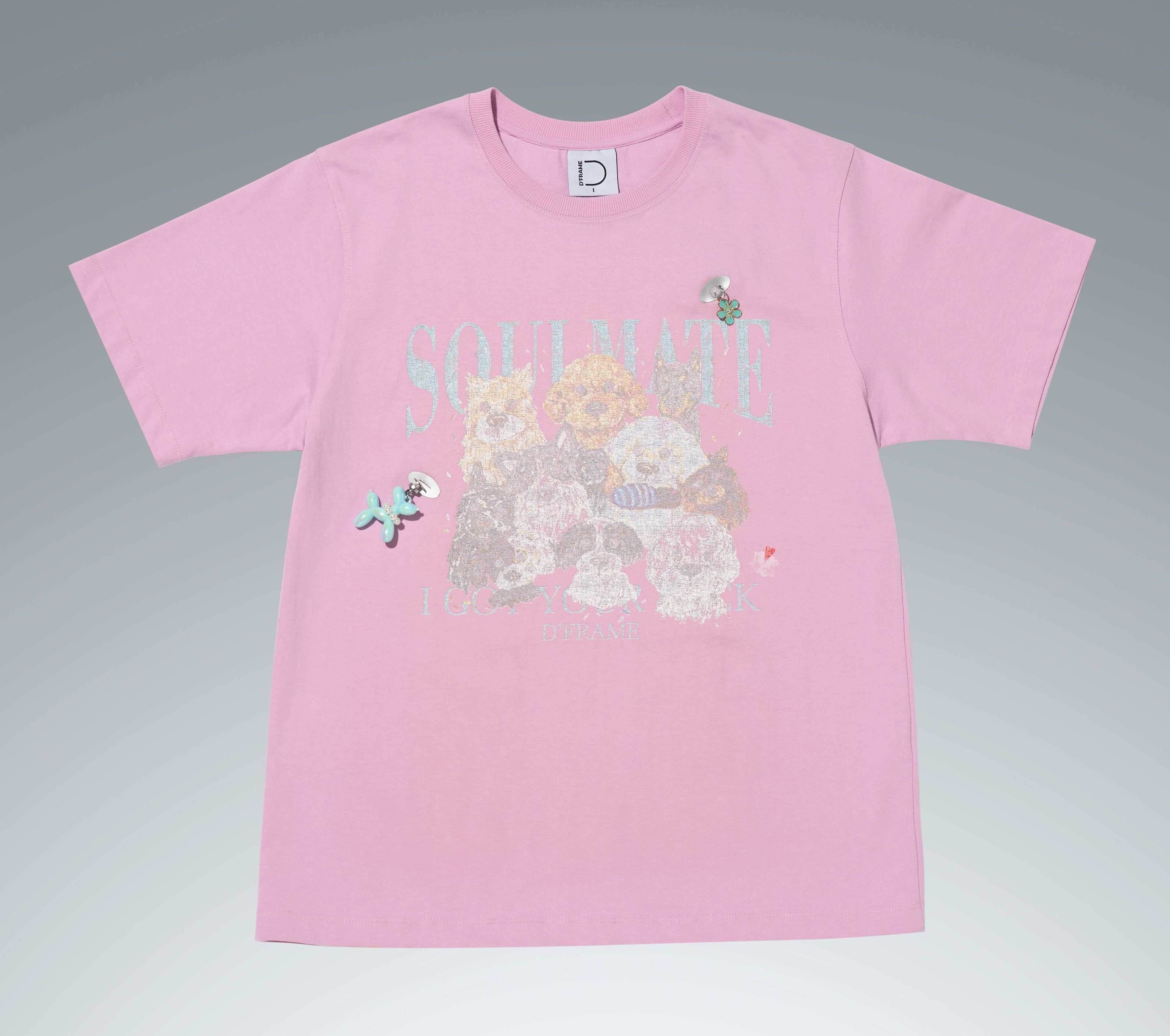 [DFRAME] Make Dog Printed Short Sleeve T-shirt "SOULMATE" Casual Women's Short Sleeve T-shirt-4