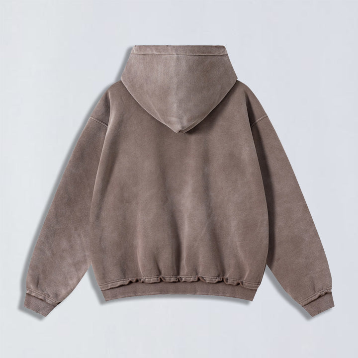 400g Raw edge distress full-zip hoodie-2