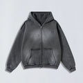400g Raw edge distress full-zip hoodie-0