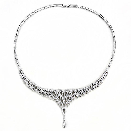 3W1413 - Rhodium Brass Jewelry Sets with AAA Grade CZ  in Clear-1