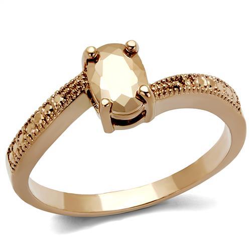 3W1201 - IP Rose Gold(Ion Plating) Brass Ring with AAA Grade CZ  in Metallic Light Gold-0
