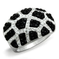 3W151 - Rhodium + Ruthenium Brass Ring with Top Grade Crystal  in Multi Color-0