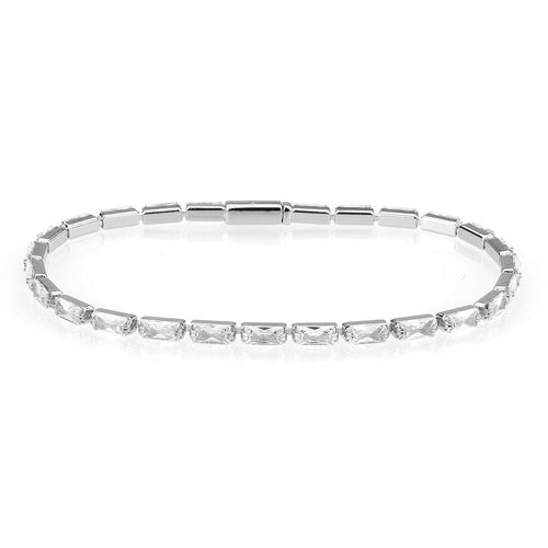 3W1715 - Rhodium Brass Bracelet with AAA Grade CZ in Clear-0