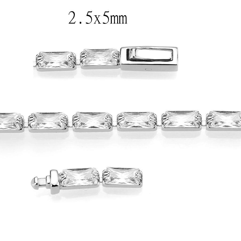 3W1715 - Rhodium Brass Bracelet with AAA Grade CZ in Clear-3