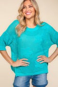 Haptics Floral Crochet Side Slit Knit Top-0