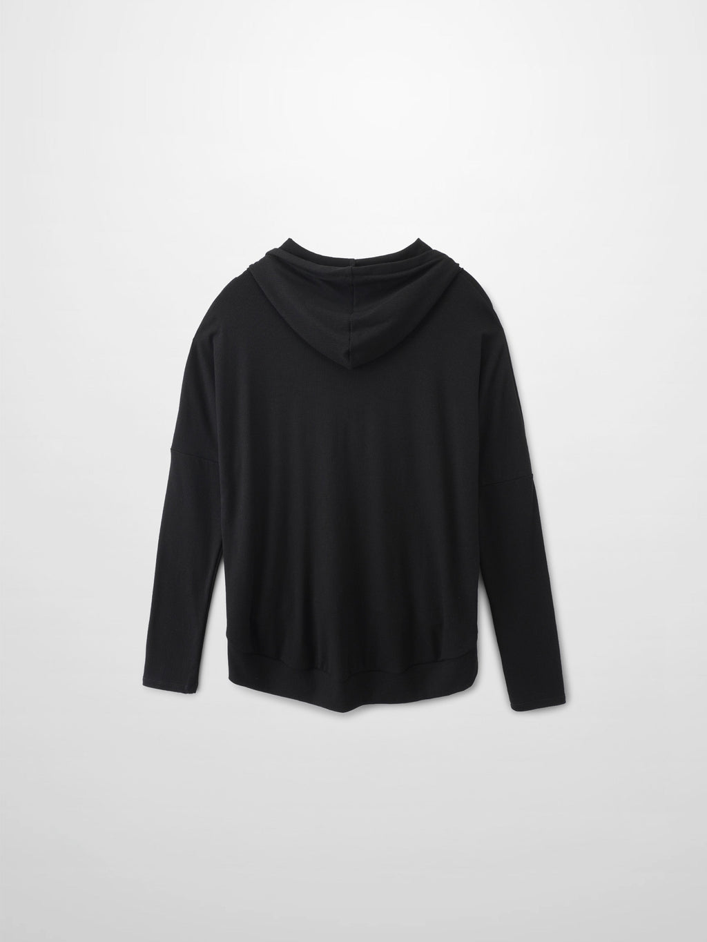Ribbed Half Zip Hoodie Tee-Black-2