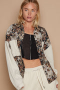 POL Contrast Sleeves Button Down Floral Jacquard Shirt-0