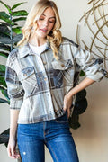 Reborn J Plaid Button Up Long Sleeve Shacket-0