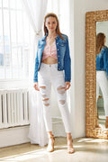 High Rise Destructed Skinny Jeans-0