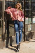 High Rise Destructed Skinny Jeans-0
