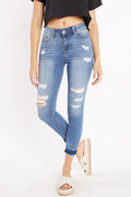 High Rise Destructed Skinny Jeans-0