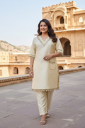 Ivory Taffeta Embroidered Wedding Kurta Set for Women
