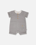 Cotton Jersey Romper Black And Off White Stripes