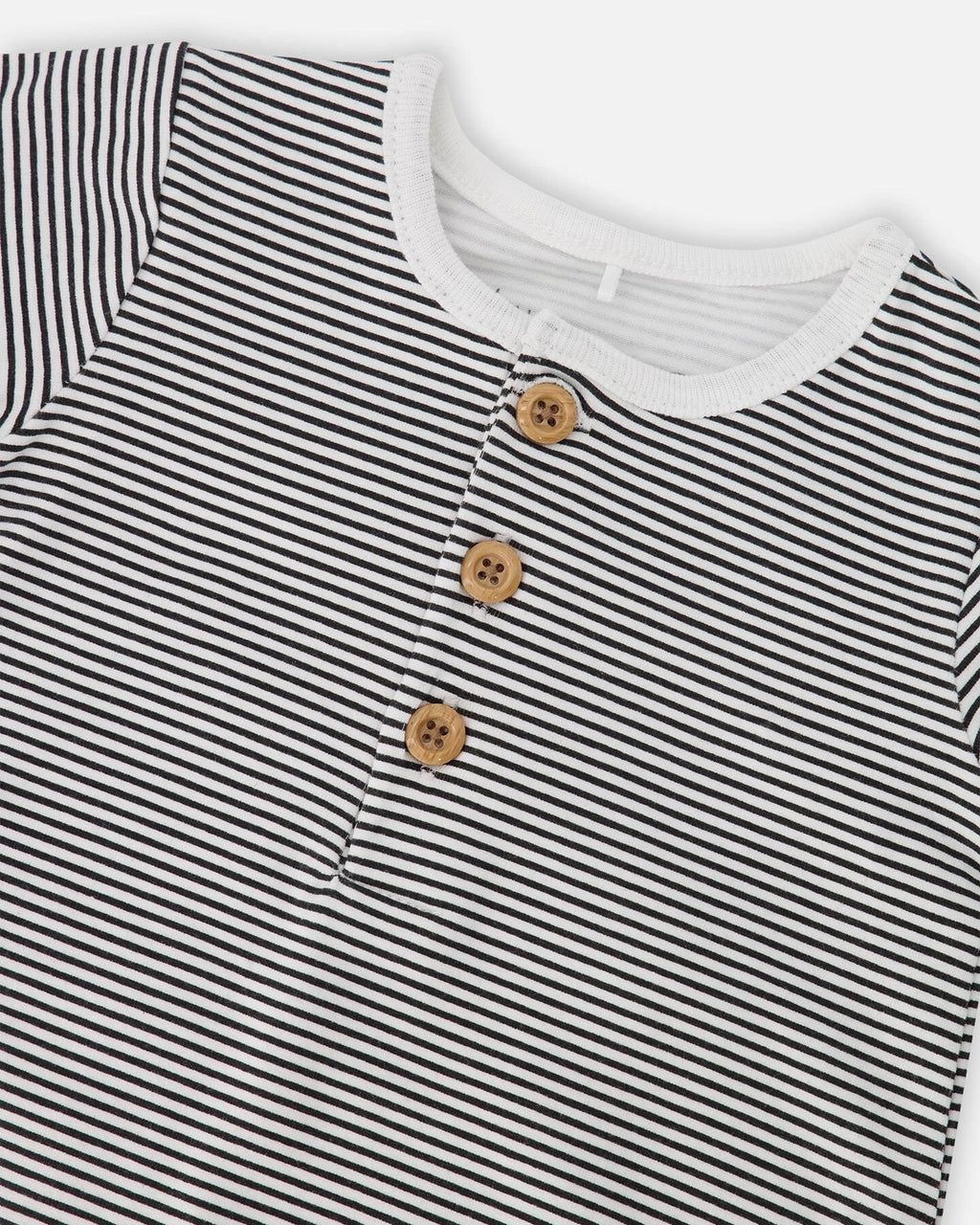 Cotton Jersey Romper Black And Off White Stripes