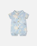 Muslin Romper Blue Turtle Print
