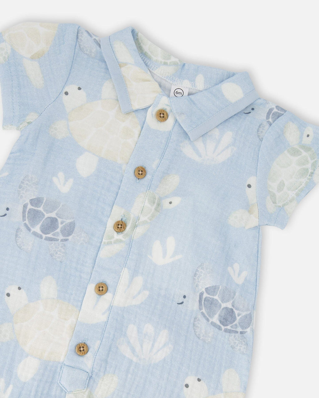 Muslin Romper Blue Turtle Print