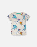 Organic Cotton Jersey T-Shirt Grey Mix Printed Shoes