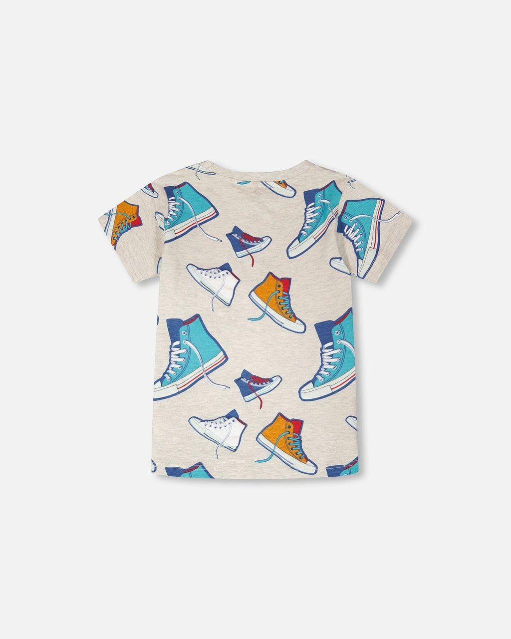 Organic Cotton Jersey T-Shirt Grey Mix Printed Shoes