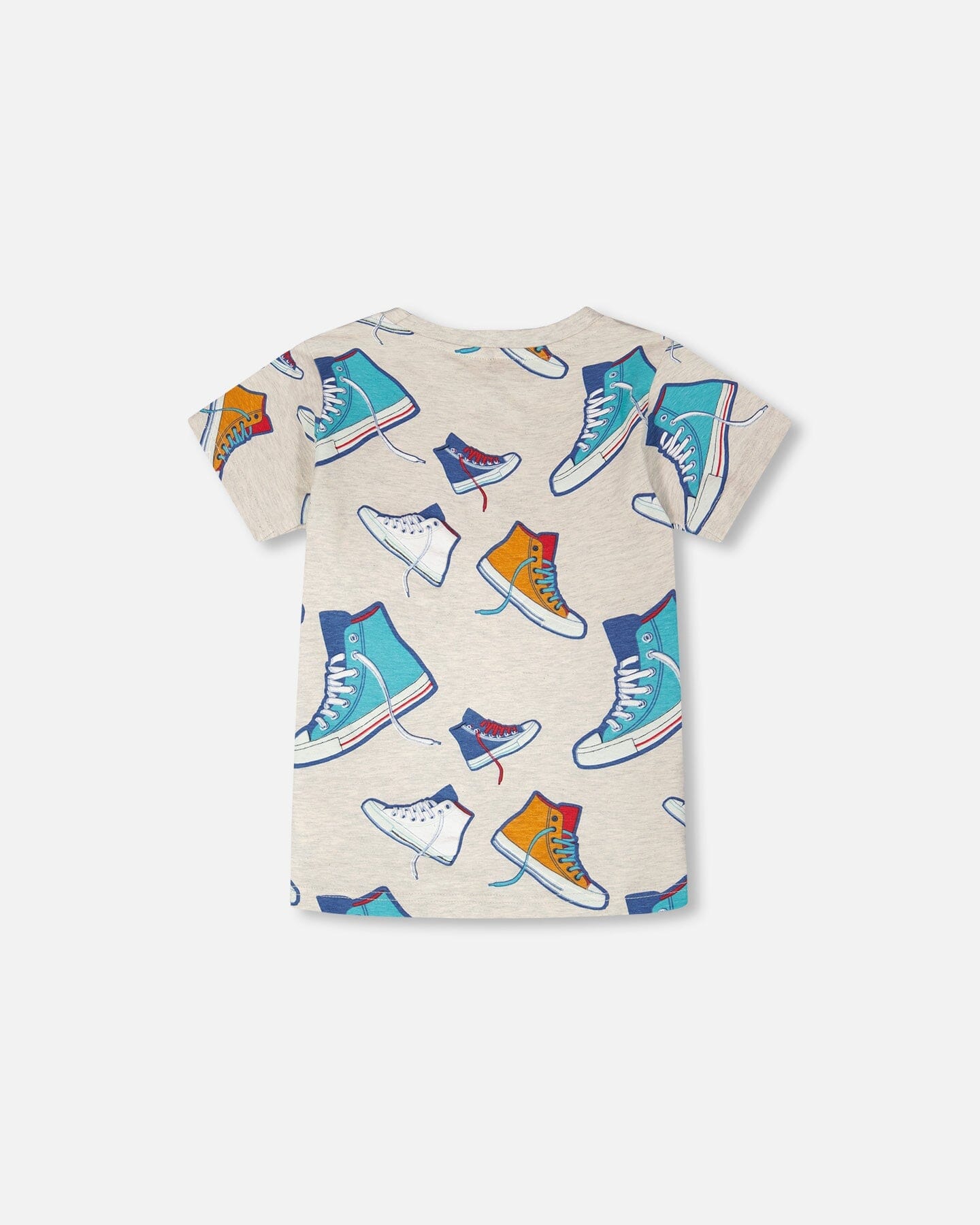 Organic Cotton Jersey T-Shirt Grey Mix Printed Shoes
