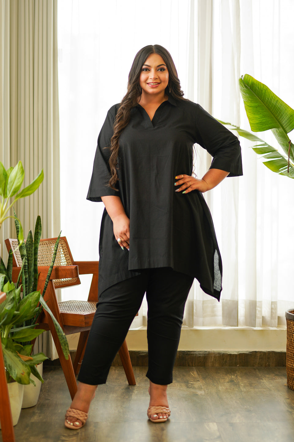 Ikigai Black Cotton Co-ord Set-0