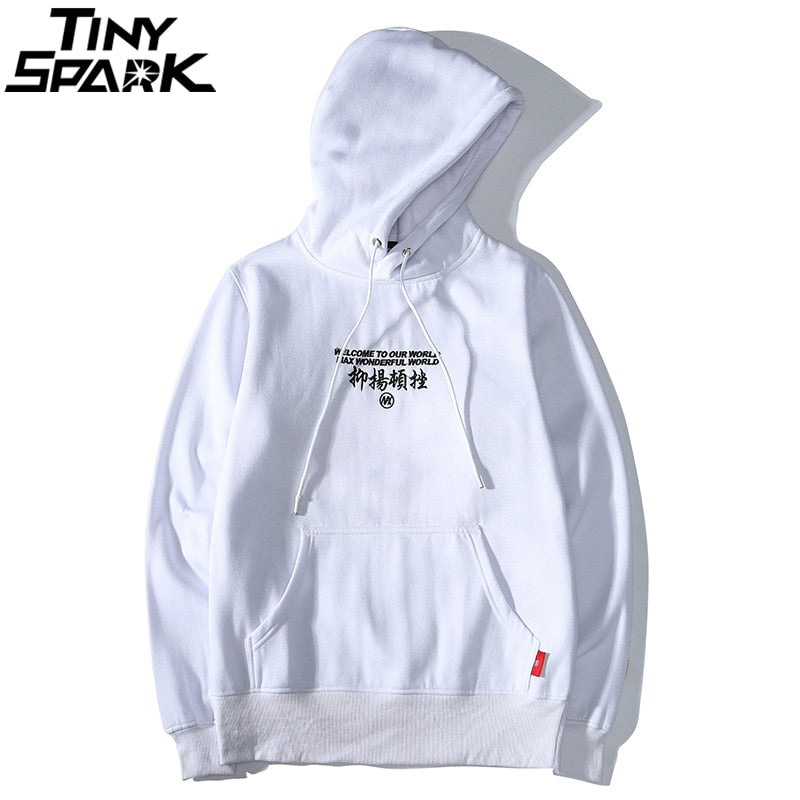 Men Hip Hop Hoodie Sweatshirt Embroidery Crane Harajuku Streetwear Hoodie Fleece  Autumn Cotton Hooded Pullover Oversized-2