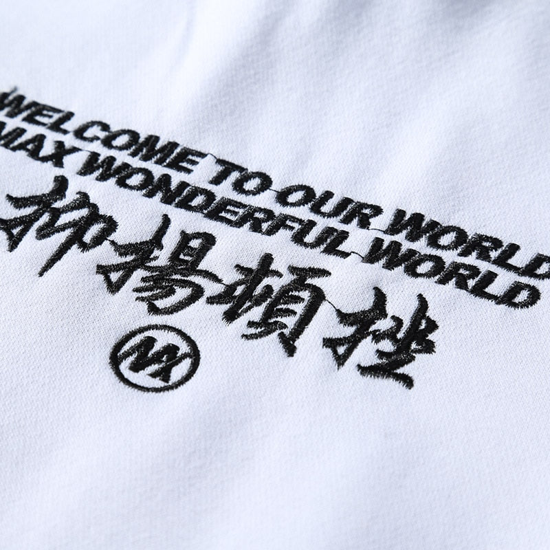 Men Hip Hop Hoodie Sweatshirt Embroidery Crane Harajuku Streetwear Hoodie Fleece  Autumn Cotton Hooded Pullover Oversized-4