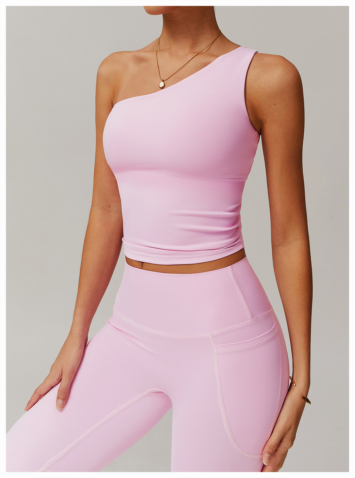 One-Shoulder Cinched Yoga Tank-1