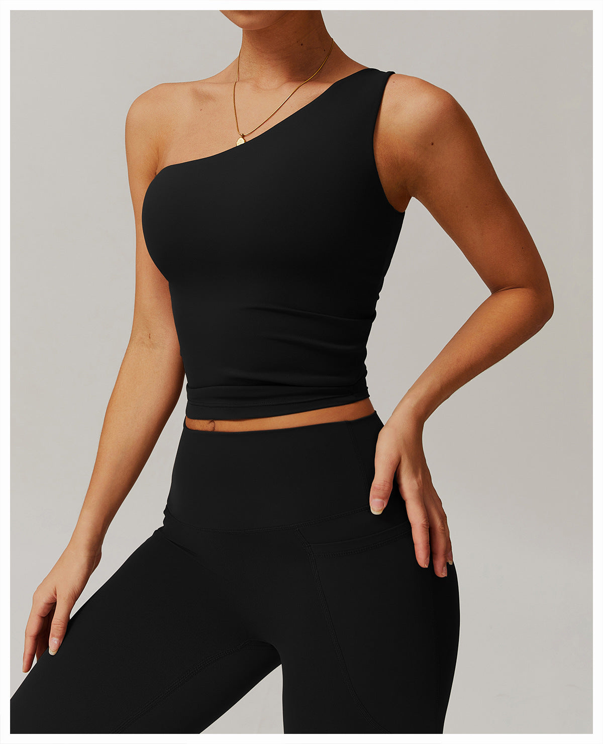 One-Shoulder Cinched Yoga Tank-6