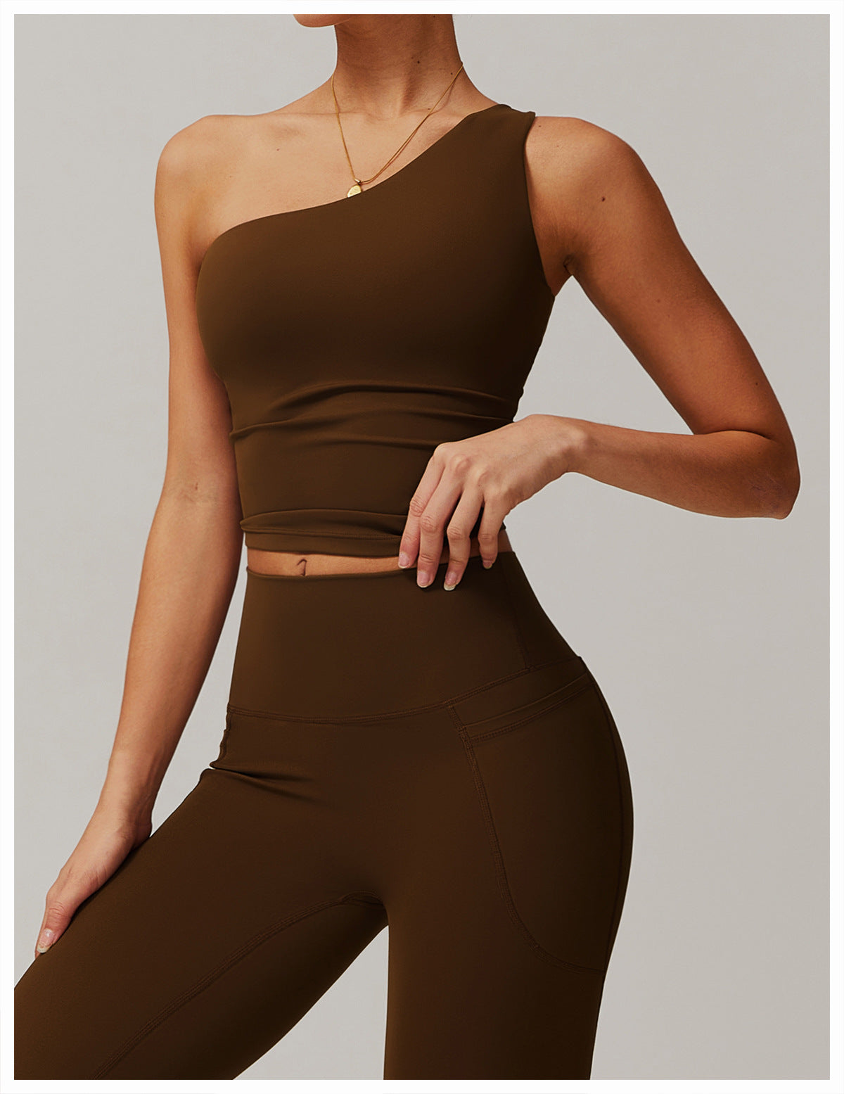 One-Shoulder Cinched Yoga Tank-5