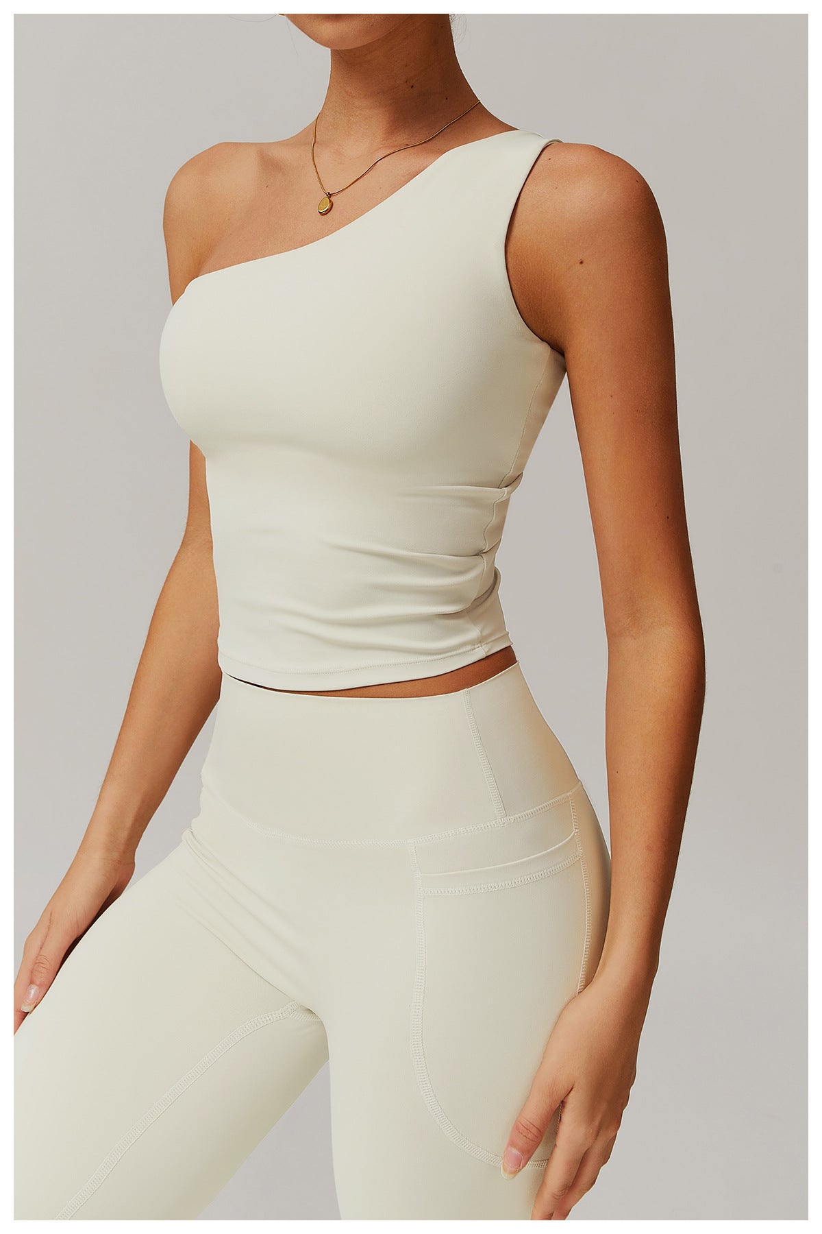 One-Shoulder Cinched Yoga Tank-4