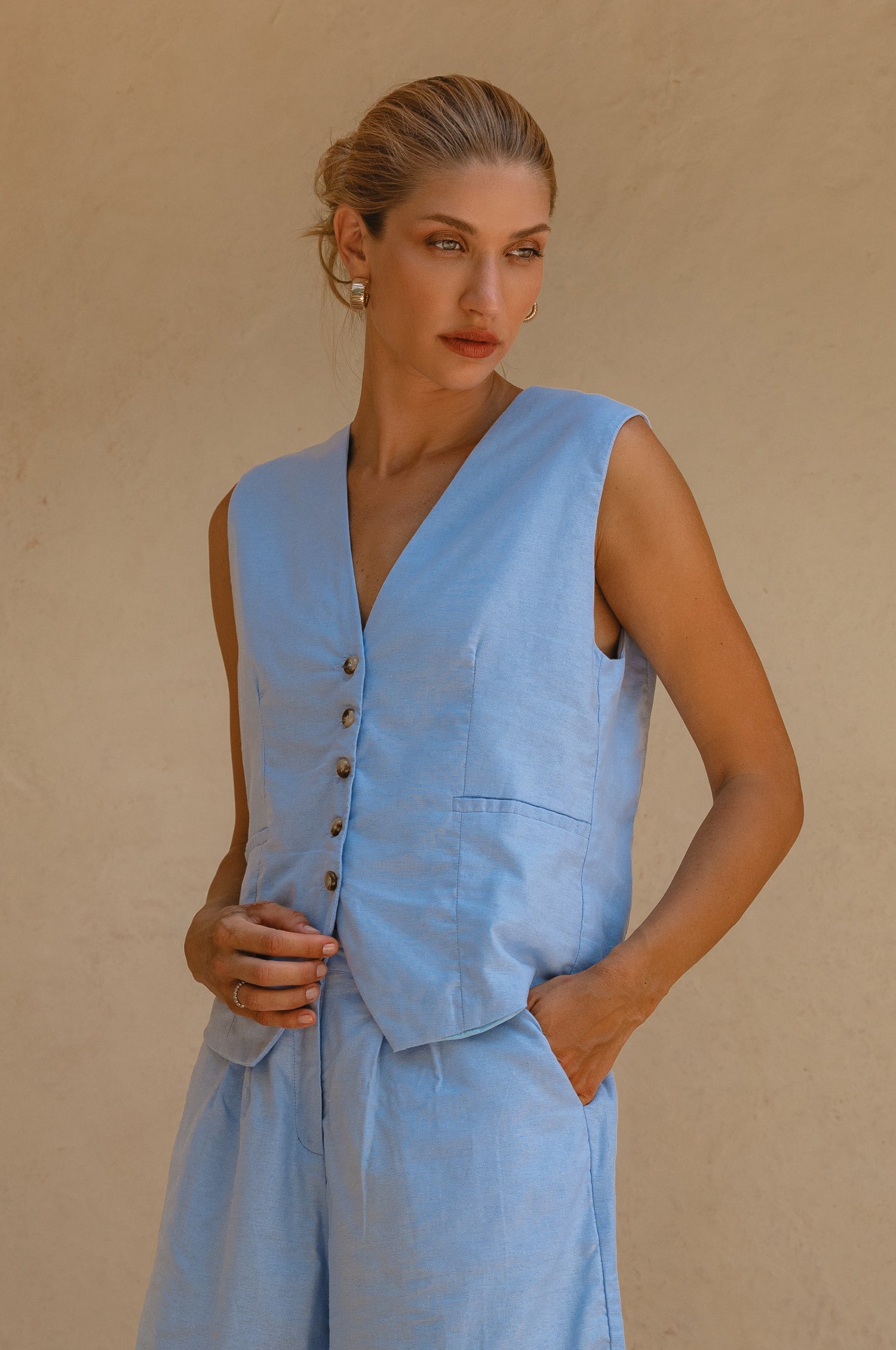 Paige Linen Vest-5