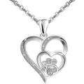 Elegant Paw Shaped Double Heart CZ Pendant Necklace-0