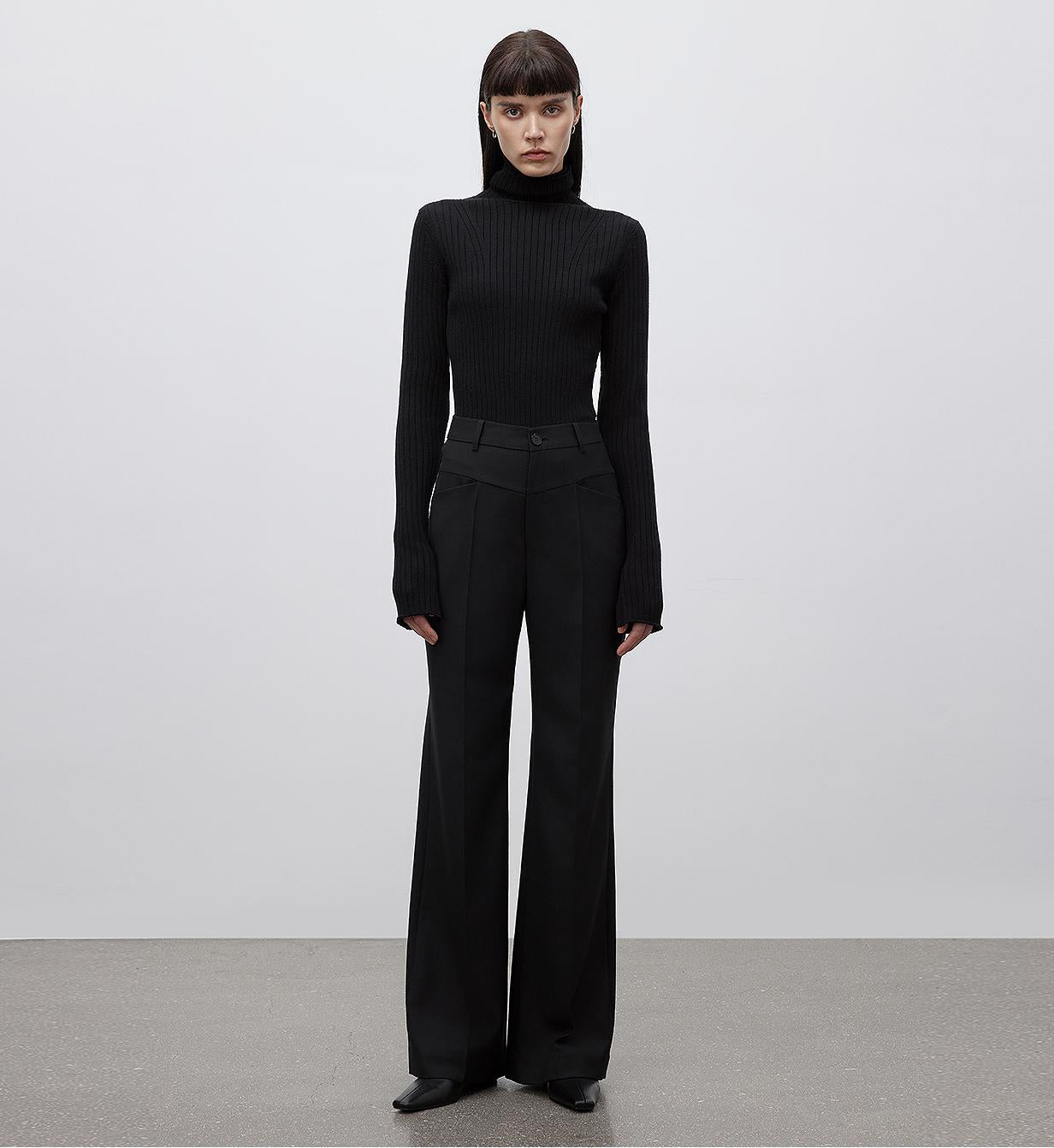 "Moonlight Essence" Machine Washable 48S Wool Pile Collar Bottoming Shirt Slim Fit Inner Knitted Sweater for Women-4