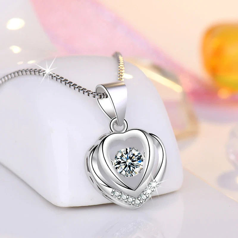 925 Sterling Silver Heart Pendant Necklace for Women-2