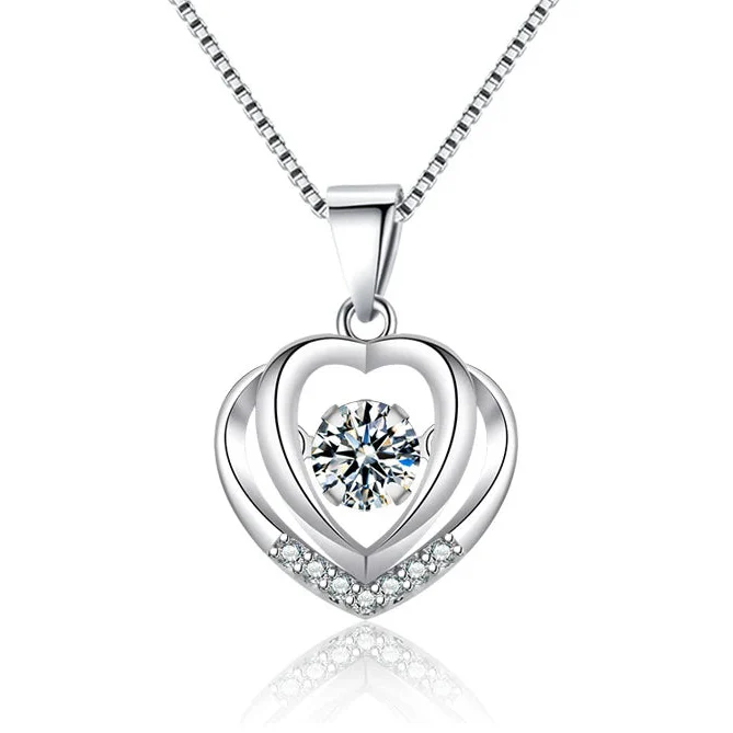 925 Sterling Silver Heart Pendant Necklace for Women-0