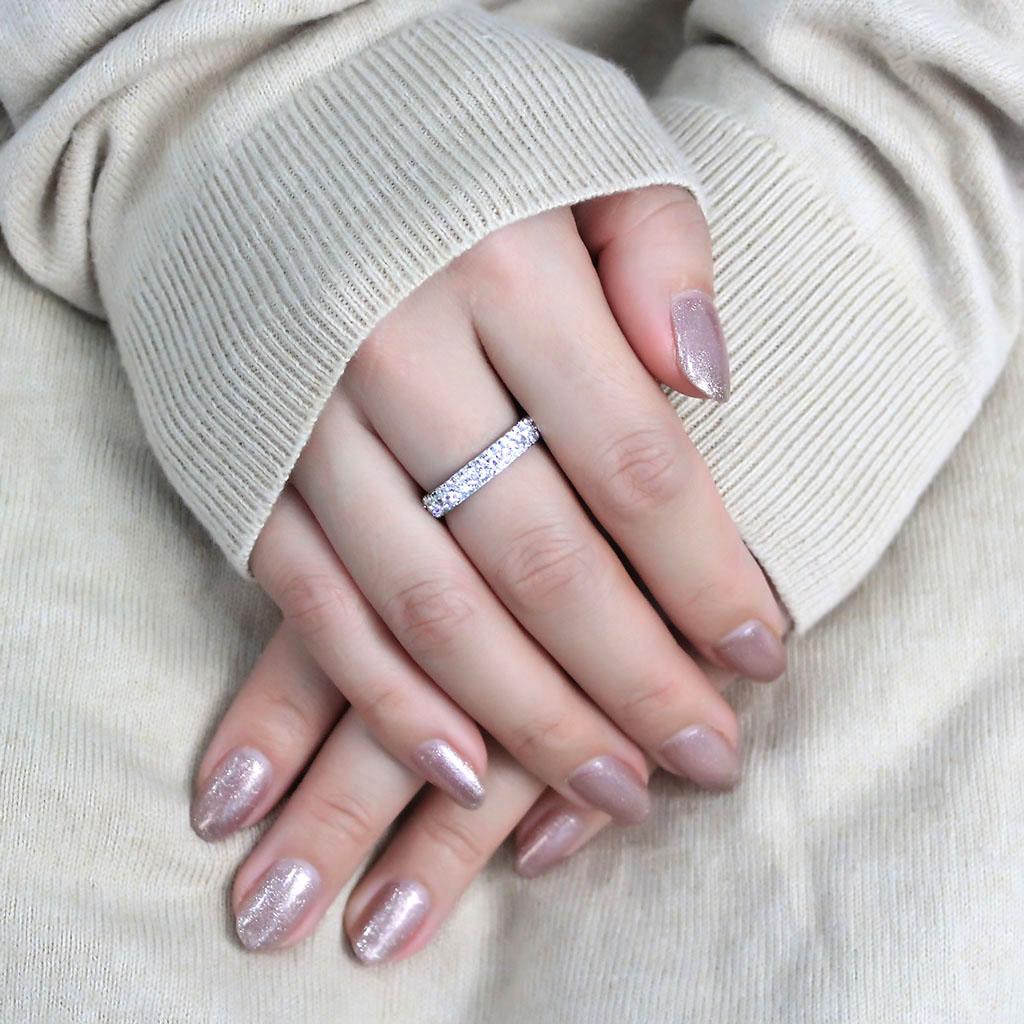 TK3533 - High polished (no plating) Stainless Steel Ring with Top Grade Crystal  in Clear-4
