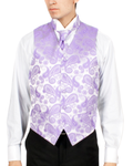 Ferrecci Mens PV350 - Purple/Silver Paisley with White Back Adjustable Vest Set-0