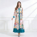 Bloom Elegance Printed Chiffon Maxi Shirt Dress-0