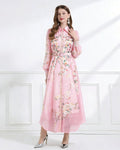 Blush Bloom Lace Trim Floral Chiffon Maxi Dress-0