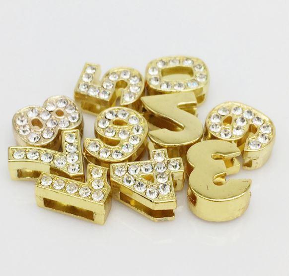 Pavé Numbers -Gold Charms-0